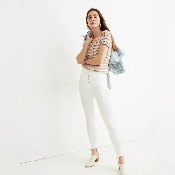 Madewell Petite High Rise Skinny Jeans White Step Hem Plus Size 36P NWT - Picture 1 of 11